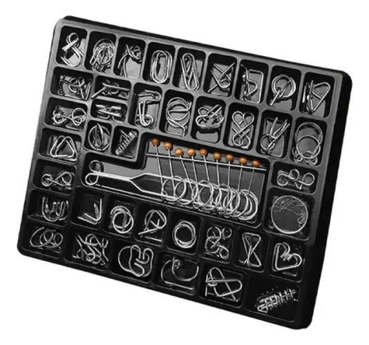 Jogo Puzzle com 50 desafios quebra cabeça 3d. Metal Aço. Importado, ÚNICO! Novo!