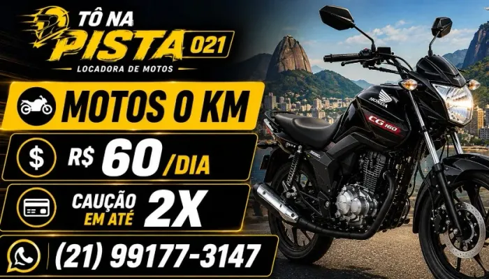 Aluguel de Moto 0 Km | Diária R$ 60 | Tô na Pista 