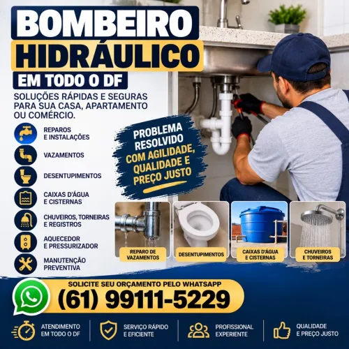 Bombeiro Hidráulico em Todo o DF