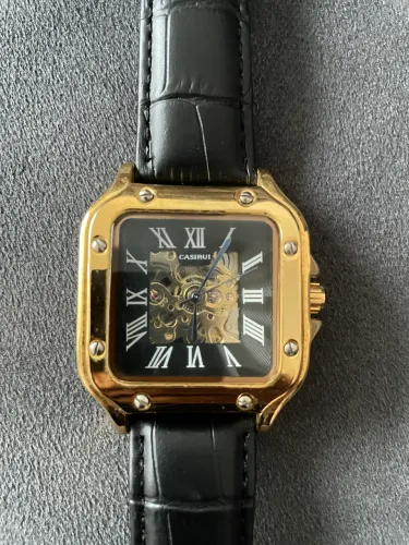 Relógio Casirui Automático Skeleton Dourado Luxo Masculino