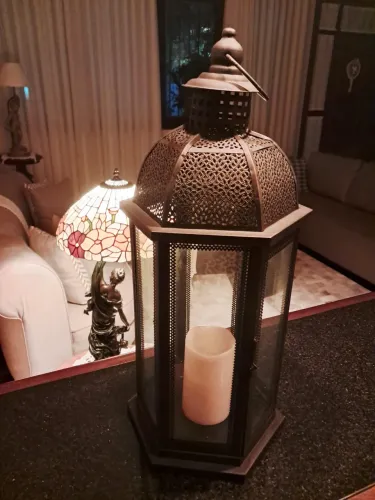 Luminária candeeiro vintage com vela decorativa luxo