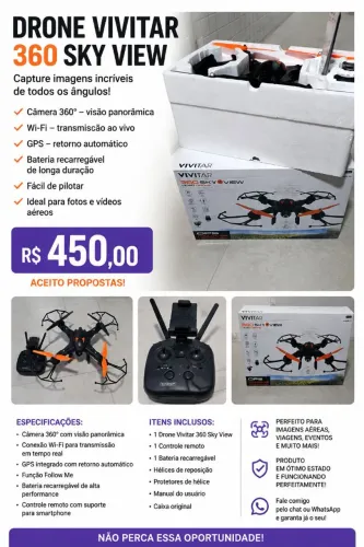 DRONE VIVITAR 360 SKY VIEW - MUITO NOVO