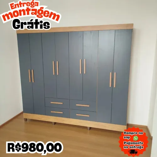Guarda roupa 8P - Cinza