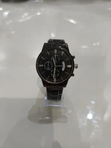 Relogio Geneva de Aço preto Novo