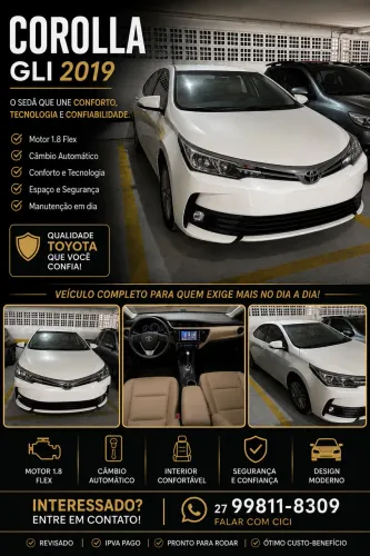 Toyota Corolla GLI Upper 1.8 Flex 16V Aut. 2019