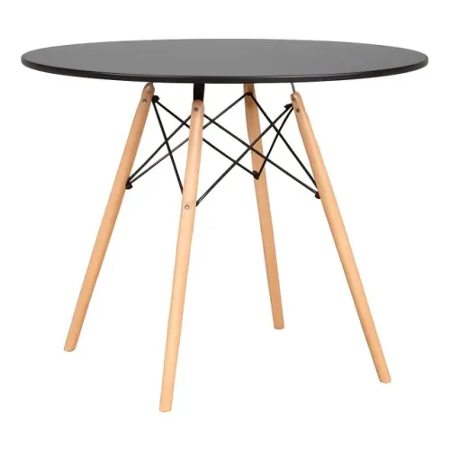 Mesa Redonda Eiffel Preta Design Moderno Estrutura Reforçada 45112