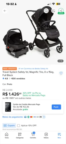 Carrinho de bebê 3 em 1 carrinho, bebê conforto com base 
