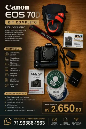 CÂMARA CANON EOS 70D - Kit Completo | Excelente Estado