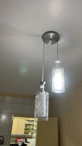 Lustre Duplo com tubos de vidro ]