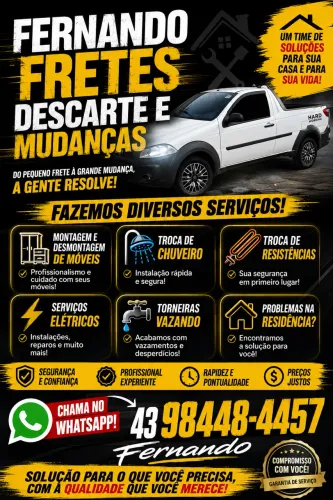 Pequenos fretes Londrina e região a partir de 70,00 reais parcelo nos cartões !!!