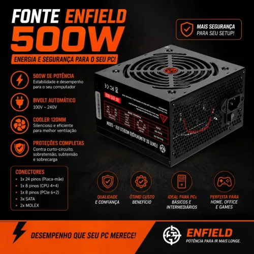 Fonte 500W Computador Gamer