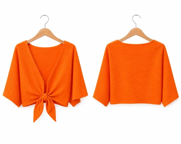 Cropped Laranja Vibrante com Amarração Frontal