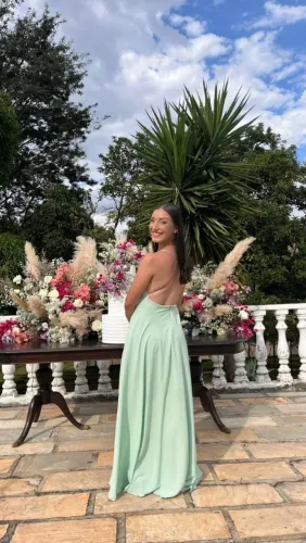 Vestido Longo Frente Única - Verde Menta