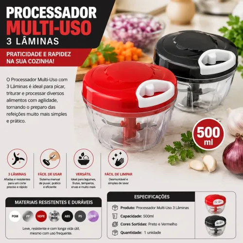 Processador 3 Lâminas Multiuso 500ml