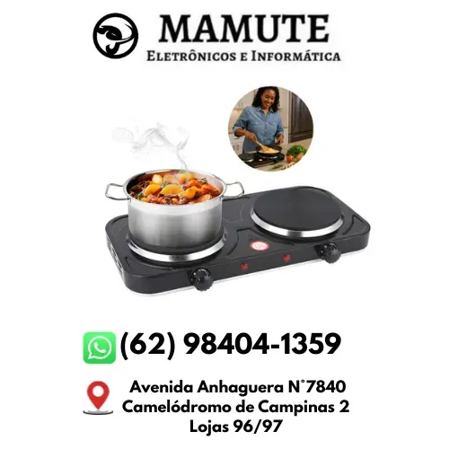 Fogão Elétrico 2 Bocas portátil De Mesa Cooktop Portátil Viagem Camping