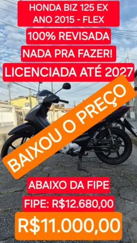 HONDA BIZ 125 EX - FLEX - 2015- 34100KM