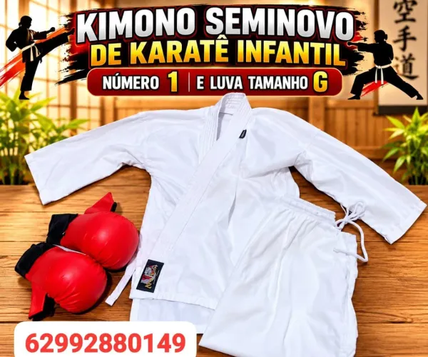 Kimono karatê infantil e luvas separado 