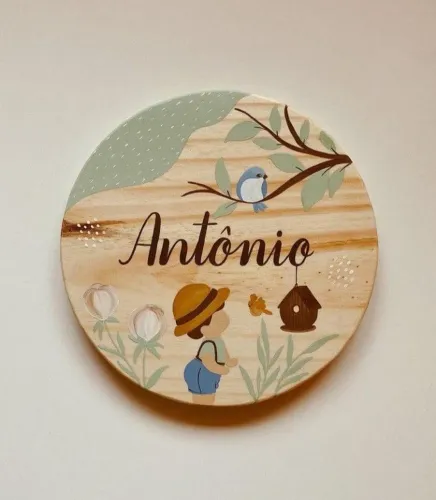 Plaquinha Decorativa em Pinus