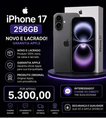 ? iPhone 17 256GB - Novo e Lacrado! ?