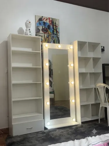 Espelho camarim com iluminação e rodinha 