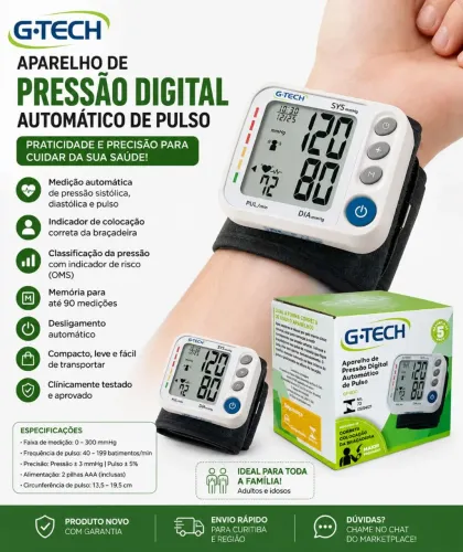 Aparelho de Pressão Digital G-Tech GP400 - Automático de Pulso