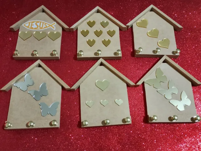 Kit com 6 quadro decorativo com porta Chaves 
