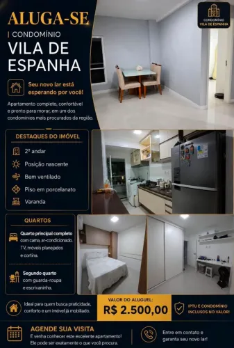 ALUGO apartamento no condomínio Villa de Espanha