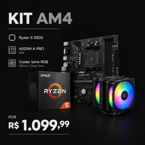 Kit am4 Ryzen 5 5500 + A520m a pro