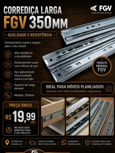 Corrediças FGV 35 mm Larga