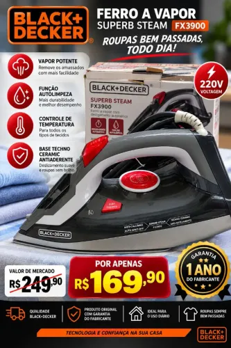 ? Ferro a Vapor Black+Decker FX3900 - NOVO!