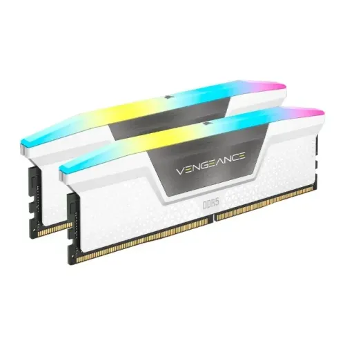 Memória RAM Corsair Vengeance RGB, 32GB (2x16GB), 5200MHz, DDR5, CL40, Branco