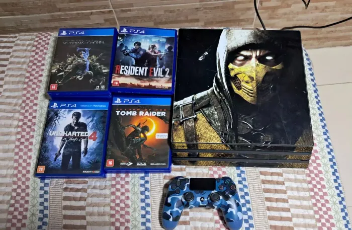 Ps4 Pro 1T com 1 controle e 12 jogos
