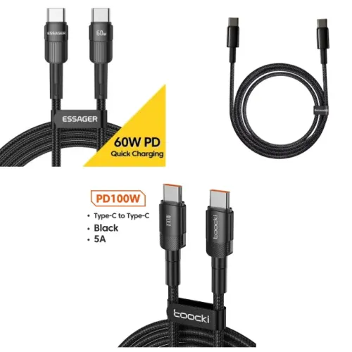 Cabo USB-C Tipo C iPhone 15 16 Android Essager toocki 60W 100W PD 1m Carregamento Rápido