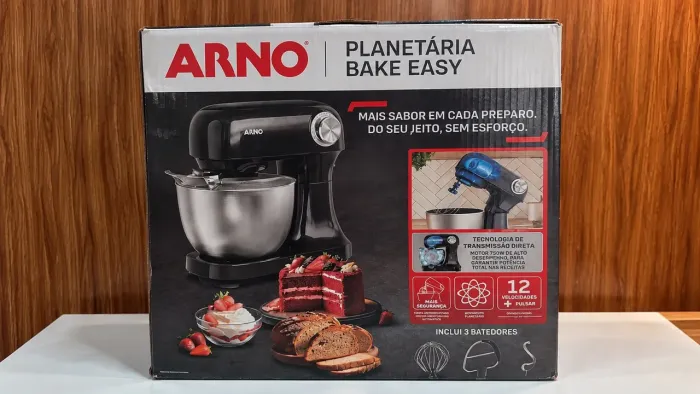 Batedeira Planetária Arno Bake Easy KM10 Inox e Preto