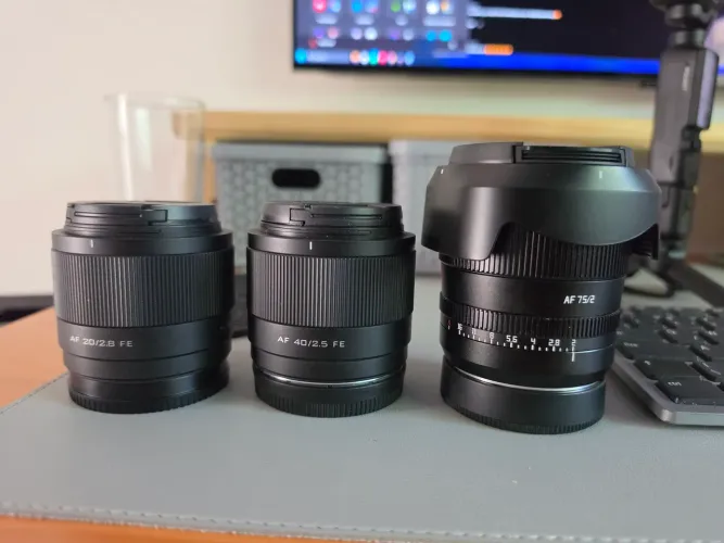 Kit 3 lentes para sony (viltrox 20mm, 40mm e ttartisans 75mm)