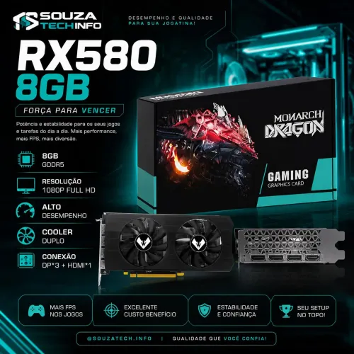 Placa de Vídeo Rx580 8gb