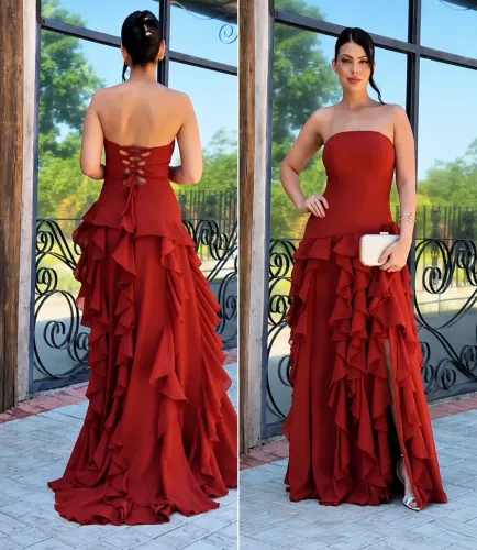 Vestido de festa - Terracota - M