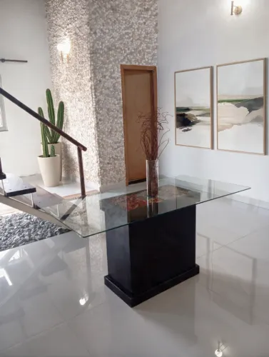 Mesa tampo de vidro ( 160x80cm)