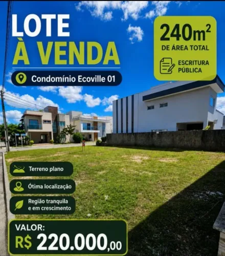 LOTE NO ECOVILLE 1 GRANDE OPORTUNIDADE
