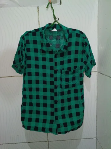 Camisa Xadrez Verde /Preto Infantil 12 anos 