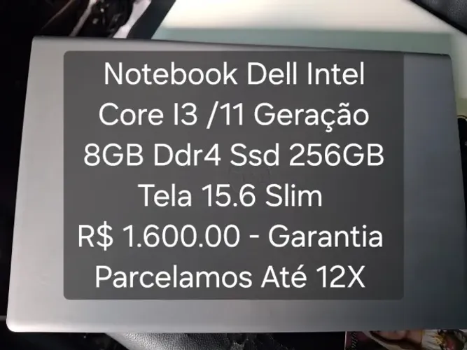 Notebook Dell Intel Core I3 11 Geração,8GB DDr4,SSD 256GB,Tela Led 15.6'' Slim - Garantia.