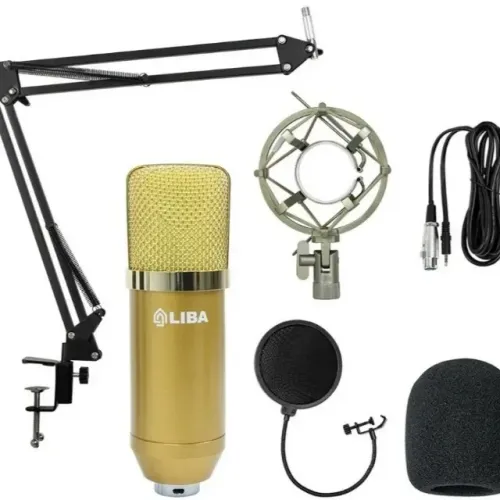  Kit BM-800 Microfone Condensador Profissional - LIBA - Dourad0