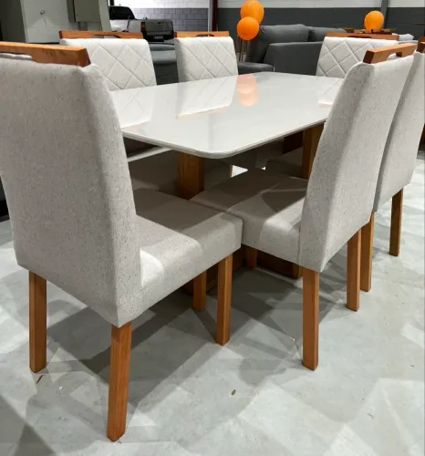 Mesa com 6 Cadeiras Tampo de Vidro NOVO ENTREGA HOJE