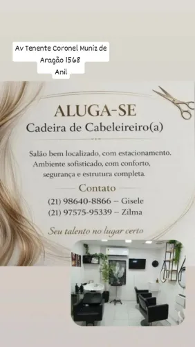 Aluguel de cadeira para cabeleireira