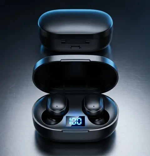 Fone De Ouvido Bluetooth 5.0 Par Sem Fio Duplo Preto