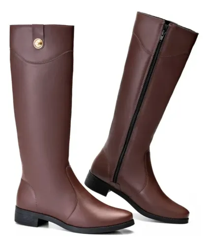 Bota Feminina Lumiss Montaria Salto Rasteira Cano Alto