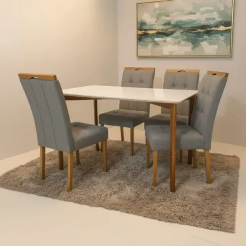 Receba amanhã!! Mesa Ravena 120 Naturale/Off White com 4 Cadeiras Sophia