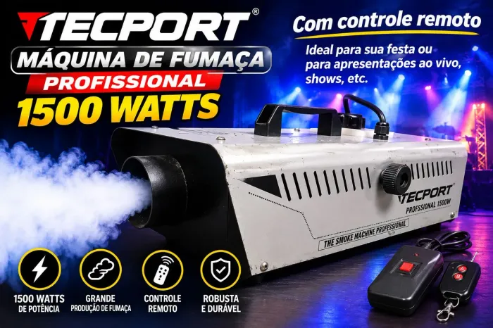 Máquina de fumaça TECPORT com controle remoto