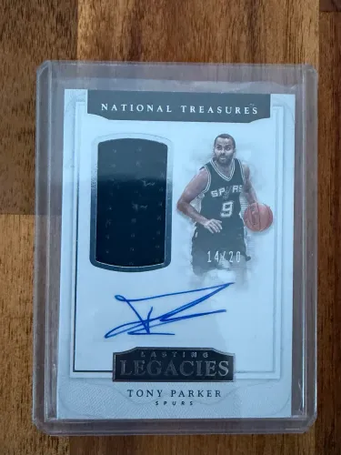 Tony Parker - 2016-17 Panini National Treasures Lasting Legacies Auto Patch 14/20 - Spurs