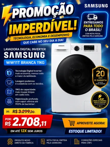 ? CNPJ: Lavadora Samsung WW11T 11kg | Preço Promocional!